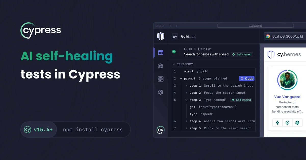 Self-healing tests with Cypress AI